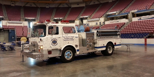 'Big John' on the NC Coliseum floor - ready for the American Lung Association's Fight For Air Climb event.