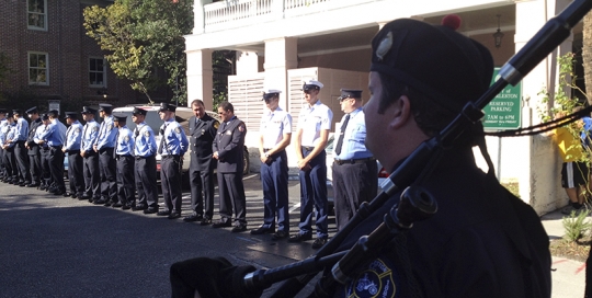 The Charleston Fire Department holds a bell-ringing ceremony at the Old Fire Department Bell Tower (116 Meeting St.) to memorialize the firefighters who died responding to the terrorist attacks of Sept. 11, 2001. Starting at 9:58 a.m., the time when the first of the two World Trade Center towers fell, the bell rings 343 times, once for every member of the New York City Fire Department who died that day.