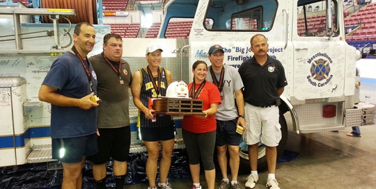 The Awendaw Fire Department team wins Chief John Winn Memorial Trophy - for the highest amount of funds raised by a Firefighter Team - at the American Lung Association 'Fight For Air' Climb - 2013
