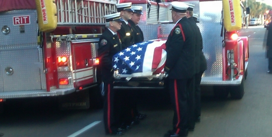 The Last Ride for one of our own. Funeral service for CFD Engineer Matthew Kinsey, Retired.