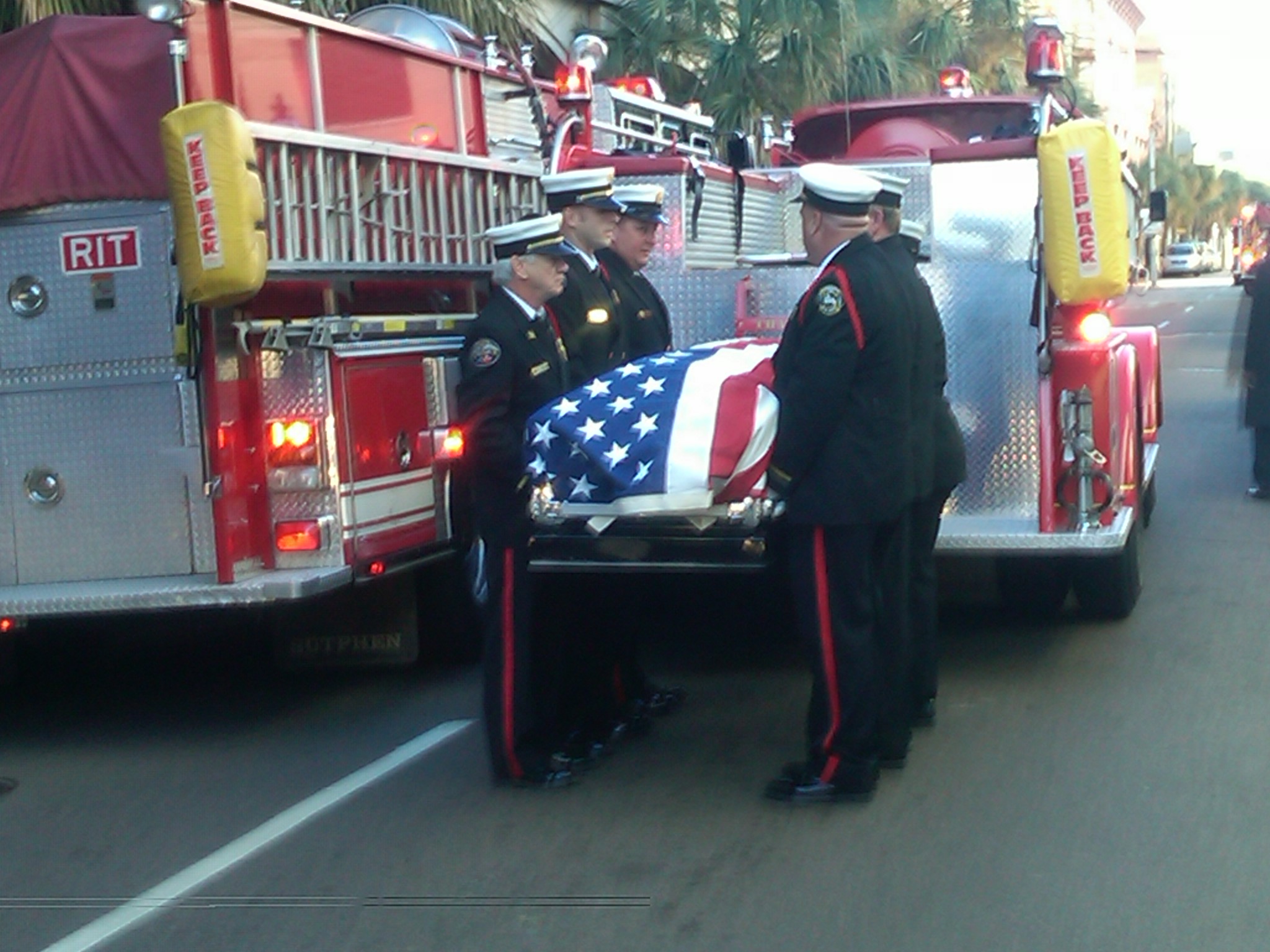 The Last Ride for one of our own. Funeral service for CFD Engineer Matthew Kinsey, Retired.